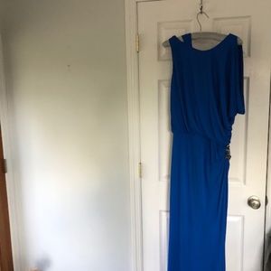 Floor length sapphire blue gown